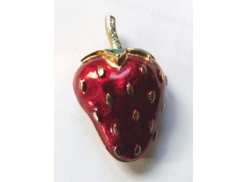 Bright Strawberry Pin Marked 'Carolee'