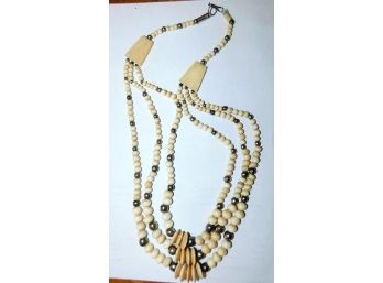 Outstanding Three Strand Beaded Necklace, Made In India