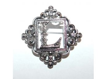 Silver Tone Pin With Letter 'L'