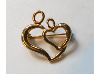 Gold Tone Entwined Hearts Pin