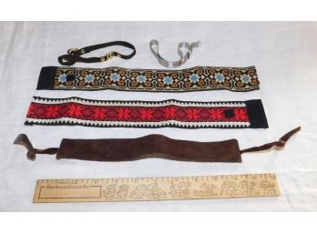 FIVE Pieces Of 1960's Adornments, Head Bands & Bracelets?, Leather & Cloth