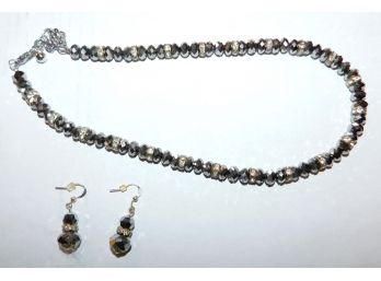 Sparkly Necklace And Matching Loop Earrings Set