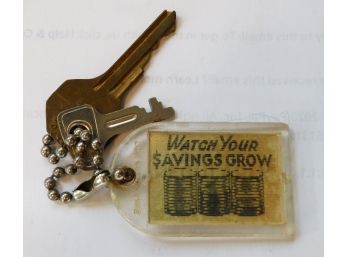Vintage Palmer Savings Bank (Mass.) Key Chain With DOUBLE MESSAGE As You Turn It Over