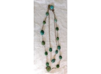 COLORFUL VINTAGE DOUBLE STRAND TURQUOISE NECKLACE