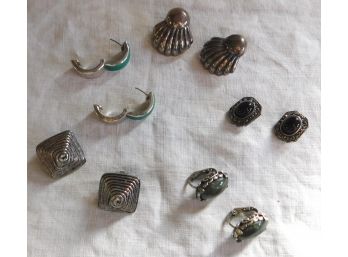 4 Pairs Of Silver Clip Earrings And 1 Pair Of Post Earrings, All Gorgeous
