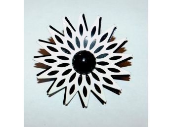 Metal Sunburst Pin, Black & White
