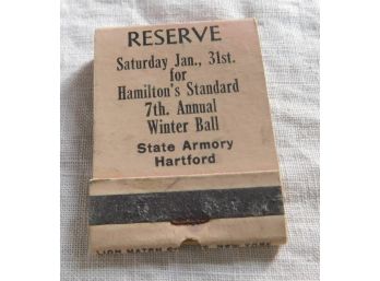 Viintage Matchbook, Hamilton's Standard 7th Annual Winter Ball