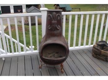 Clay Chiminea With Iron Stand