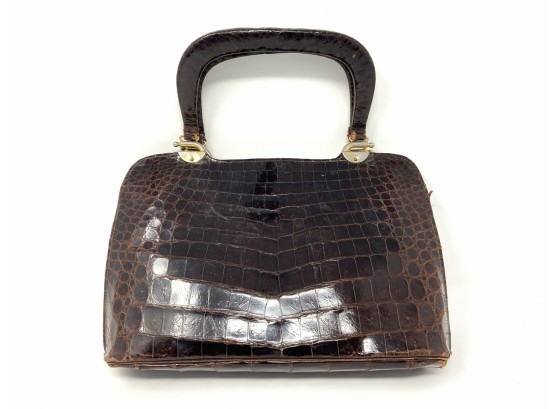 Vintage Crocodile Caiman Handbag, Industria Argentina