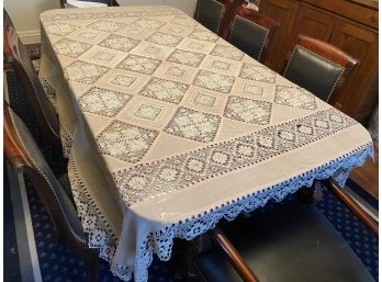 Beautiful Handmade Vintage Embroidered Tablecloth