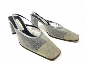 Nina Leather Sole Mesh Square Toe Womens Shoes Size 9.5
