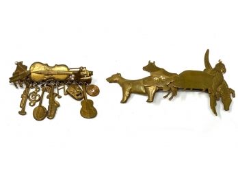 Handmade In France Farm And Exotic Animal Barette And Musical Instrument Pin