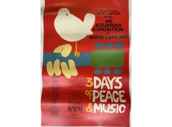 Iconic Woodstock Poster Vintage 1960s Print, Canvas Backed