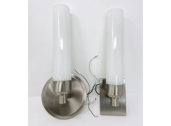 Pair Of Wall Sconces With Glass Cylinder Shades