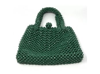 Vintage Emerald Green Beaded Handbag