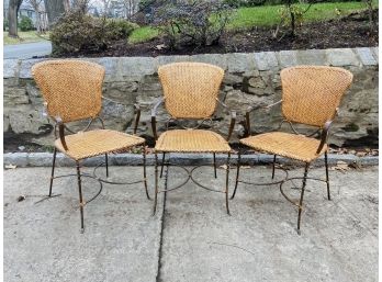 French Iron And Wicker Chairs