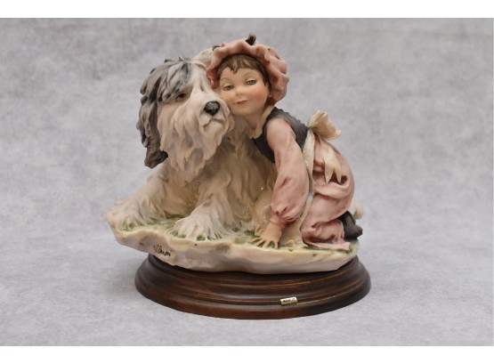Giuseppe Armani Figurine 'Girl With Old English Sheep Dog' 1983