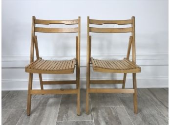 Two Vintage Wooden Folding Chairs