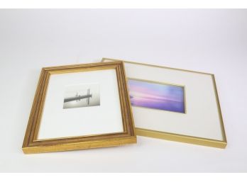 Gold Framed Dock In Fog Photograph And Pier Photograph