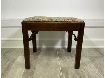 Mahogany Footstool With Tapestry Top