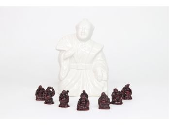 Mini Buddhas And Large White Buddha