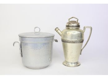 Silver Plate Pitcher & Ice Bucket
