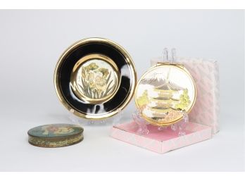 Two Compacts And Jewelry Dish