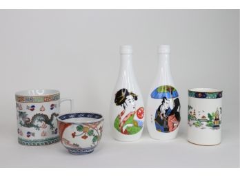 Asian Cups And Themed Bottles