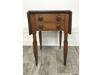 Drop Leaf Side Table With Two Drawers