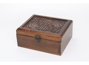 Chinese Prosperity Symbol Carved Wood Box