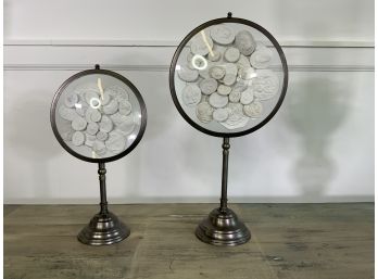 Restoration Hardware Coin Medallions In Glass On Metal Posts