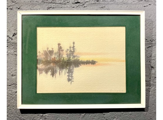 Original Herb Hultgren (Minnesota) Lake Scene Watercolor Titled Dusk Gunflint