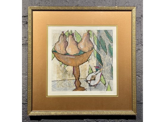 Vintage Cubist Still Life Lithograph Signed Conti