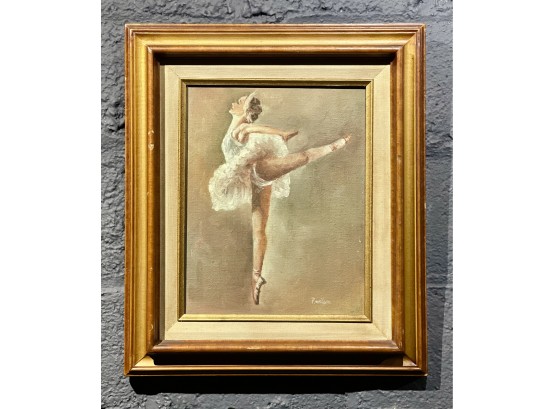 Vintage Oil On Canvas Of Ballerina Signed Wilson