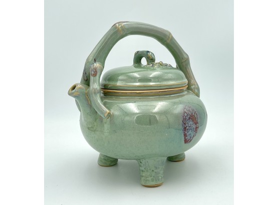Unique Vintage Heavy Glazed Asian Porcelain Teapot