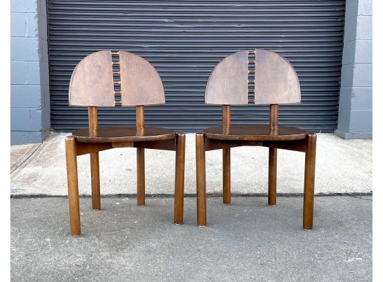 Pair Of Unique Architectural Wood Chairs