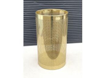 Vintage Frontgate Perforated Brass Trash Can - Made In Italy