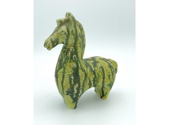 Vintage Ceramic Drip Glaze Horse Sculpture