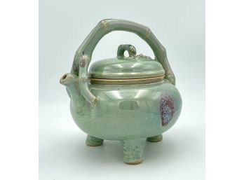 Unique Vintage Heavy Glazed Asian Porcelain Teapot