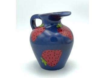 Vintage Italian Hand Painted Ceramic Strawberry Pitcher