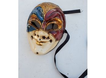 Venetian Carnival Mask - With Rich Color Trio Of Blue, Red & Gold -fun Awaits You!