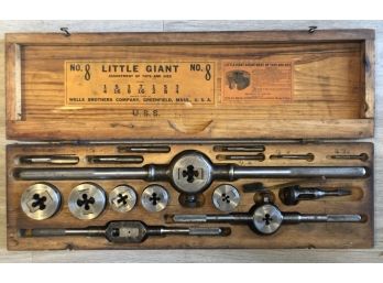 Wells Brothers No. 8 Little Giant Tap & Die Set In Original Wooden Box Hardware Tools