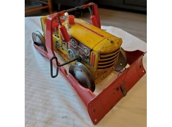 Rare 1950s MAR TOYS Caterpillar Bulldozer Wind Up Tin Litho Metal Toy Diesel -Made In USA