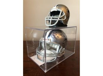 Julius Jones Signed Dallas Cowboys -NFL - Display Helmet & A 2nd Helmet - Clock With PSA/DNA COA