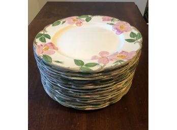 Lot Of 14 Hand Painted Franciscan Ware Dessert Rose Pattern Dinner Plates 10.5'  Circa 1950s