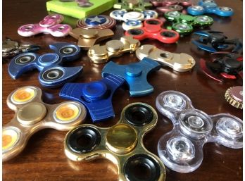Lot Of Twenty-four Fidget Spinners! Some Brand New, Captain America, Metal, Chrome, & Plastic!!!