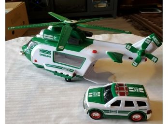 Hess Gasoline Helicopter & A Rescue Vehicle Stores Inside! Battery Operated Lights & Rotor 2012