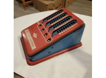 Vintage Wolverine Supply Lithographed Tin Toy Adding Machine USA 1940s