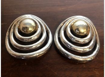 Two Glimmeringly Beautiful Sterling Silver Circular Earrings 21.7 Grams