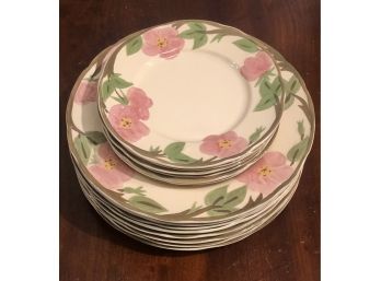 Lot Of 14 Pieces Dessert Rose By Franciscan 8 Dinner Plates 11'  &  6 Salad Plates 8'
